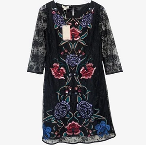 MONSOON: Abito Titiana nero in pizzo con stampa floreale: UK10 : ERA: £ 119!! - Foto 1 di 2