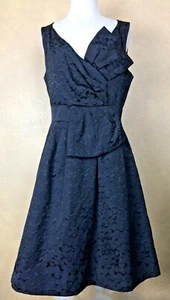 Max & Clio Black Party Dress Dress Cotton Blend Brocade Size 8 Sleeveless - Picture 1 of 11