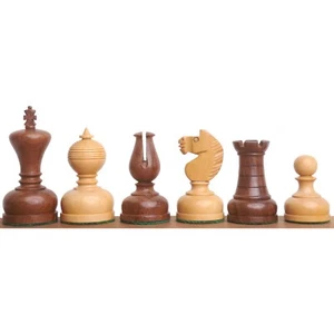 3.1" Library Series Staunton Chess Pieces Only Set - Weighted Boxwood & Acacia - Picture 1 of 14