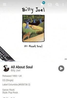 Billy Joel ~ All About Soul CDS Single 1993 [Unreleased Tracks/Videos] - Image 1 of 2