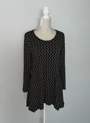 Camiseta Tianello Geométrica Texturizada Malha Jersey Asbury Manga Longa Túnica Top Pulôver GG - Imagem 1 de 4