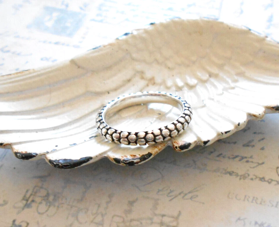 Anillo apilable Michael Dawkins de guijarros oxidados talla 8,25 RE42aa Foto 1 de 4