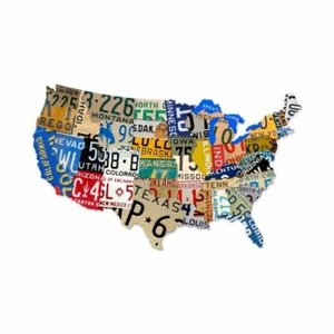 UNITED STATES OF AMERICA LICENSE PLATES MAP 35" HEAVY DUTY USA MADE METAL SIGN - Picture 1 of 1