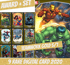 Topps Marvel Collect RARE Hulk Iron-Man Award + Set (1+8) Teamwork 2020 digital