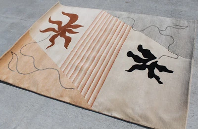 Tapete de área contemporâneo de lã tibetano R4597 4,7' x 6,7' atado à mão no Nepal - Imagem 1 de 4