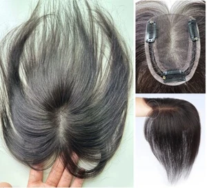 3,15"x4" Spurlos 100% Echthaar Topper Fransen Pony Abdeckung Kopf Top Stirn 10" - Bild 1 von 14