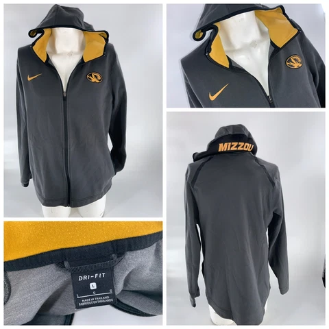Mizzou Tigers Nike Dri-Fit Hood Jacket L Men Gray Cotton Zip YGI A2-464 Cover