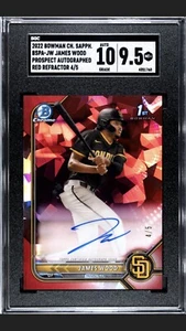 2022 Bowman Chrome Sapphire James Wood Red Refractor Auto #/5 SGC 9.5 | 10 - Picture 1 of 2
