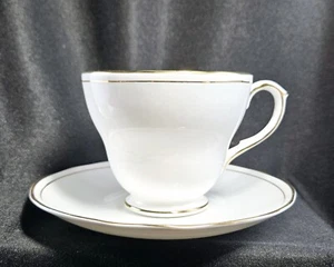Vintage Ascot By Duchess Bone China White Amber Shape Teacup & Saucer Set(s) EVC - Picture 1 of 8