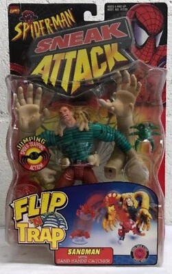Spider-Man Sandman Sneak Attack Flip 'N Trap ToyBiz Flint Marko Manos 5" LEER Foto 1 de 3