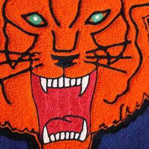 Vintage 1950s 50s Naugalite & Wool Letterman Jacket Tiger Chenille Patches Sz 44 - Picture 1 of 21