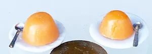 2 Orange Blancmange On Ceramic Plate Tumdee 1:12 Scale Dolls House Miniature OB3 - Picture 1 of 1