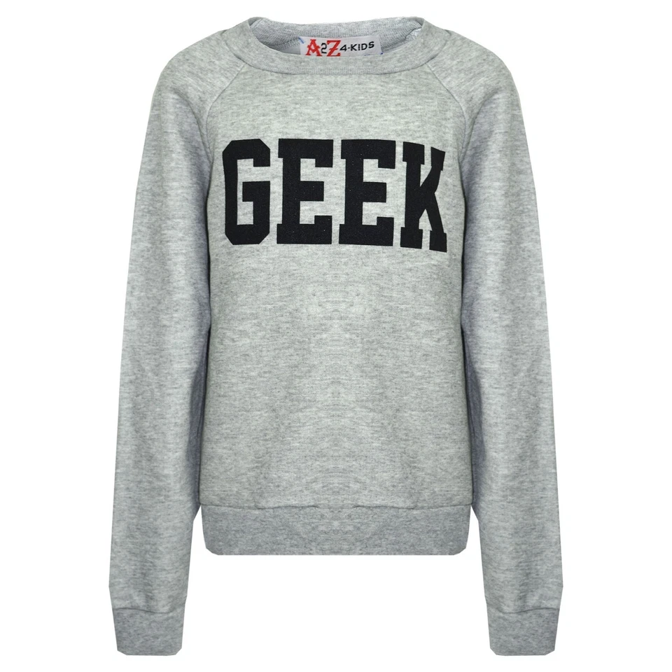 Sudadera Gris Para Niños GEEK Nueva De 7-13 Años - Imagen 1 de 1