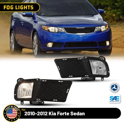 Pair Fog Lights for 2010 2011 2012 Kia Forte Sedan Driving Lamps w/Wiring&Bulbs - Image 1 of 4
