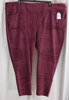 Denim & Co. Women's Smooth Waist Knit Cord Corduroy Leggings Maroon Plus Size 4X - Image 1 of 3