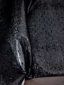 Pleather Sequin Black Fabric - SELLING BY THE 1/2 METRE - Foto 1 di 1