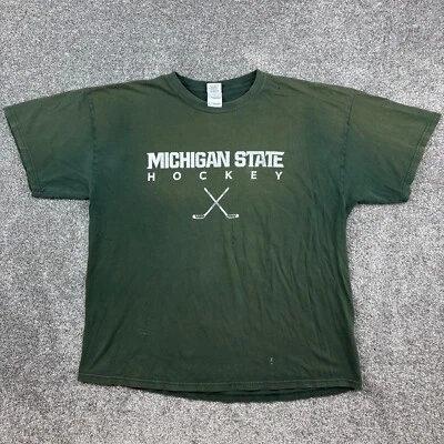 Camisa de hockey vintage del estado de Michigan para hombre XL verde desteñida MSU Spartans logotipo de la NCAA Foto 1 de 4