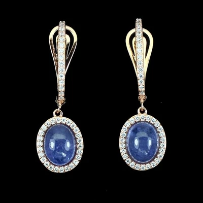 Orecchini in argento sterling 925 tanzanite ovale 9x7 mm pietre preziose... - Immagine 1 di 4