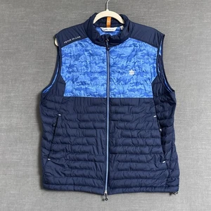 Peter Millar Hyperlight Vest L Blue Camo Puffer Packable Golf Wind Water Quilted - Picture 1 of 15
