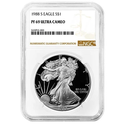 1988-S Proof $1 American Silver Eagle NGC PF69UC Brown Label - Image 1 of 3
