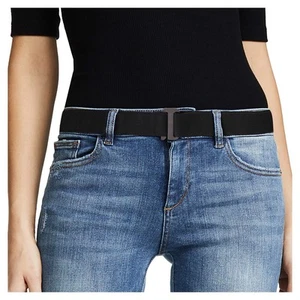 No Show Women Stretch Belt Invisible Elastic Web Strap Belt with Flat Buckle ... - Picture 1 of 7