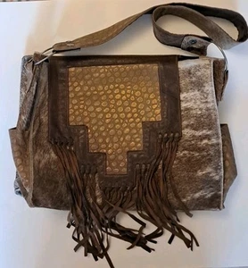 Western Chic Women's Weekender Tote Bag XL Purse Cowhide Style Leather Fringe  - Picture 1 of 24