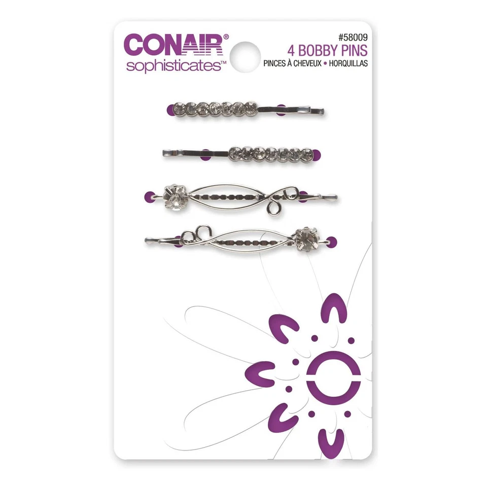 Conair Sophisticates Rhinestone Bobby Pins, 4-Count - Image 1 of 1