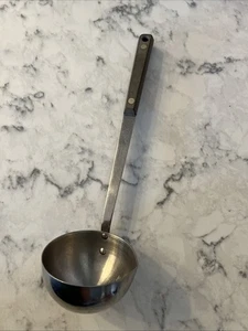Utensile paletta mestolo vanadio inox punta freccia selce vintage manico marrone - Foto 1 di 6