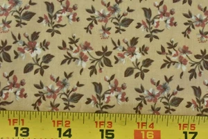 By 1/2 Yd, Mauve Brown Cream Calico Cotton, "Harpers Ferry", Windham, Gere, V667 - Picture 1 of 7