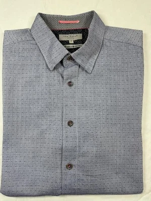 Camisa Ted Baker London Para Hombre Azul Marino Lunares Abotonada SS Estampada Talla 5 (XL) Foto 1 de 4