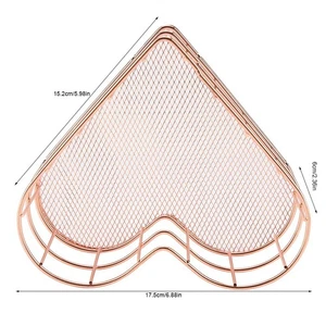 Cesta de almacenamiento multifuncional antióxido hierro forma corazón hogar oficina (rosa - Imagen 1 de 11