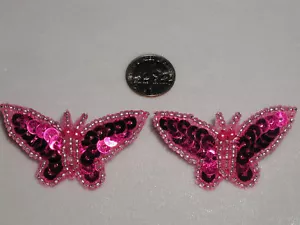 PENDIENTES MARIPOSA LENTEJUELAS ROSA FUSCHIA NEÓN ROSA CALIENTE MARIPOSAS PERFORADAS - Imagen 1 de 1