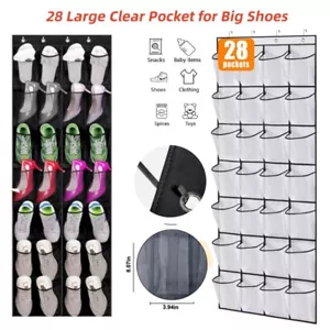 Shoe Organizer 28 Large Mesh Pockets Over The Door Shoe Organizer for Closet - Picture 1 of 16