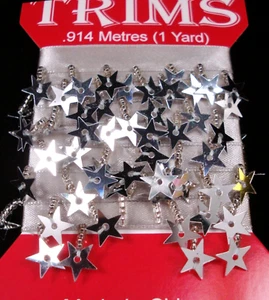 Sequin/Bead Trim 914mm Silver Stars Costume Dance Stage Decorating - Picture 1 of 2