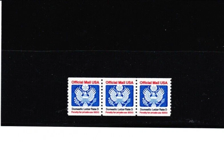 Official Domestic Letter Rate D PNC Plate Number Coil MNH Strip of 3 O139 - Image 1 of 1