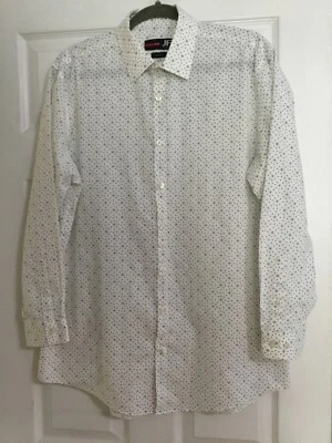 J Ferrari 修身弹力正装衬衫,尺寸 L,16.5 32-33 白色和黑色。 — 第 1/4 张图片