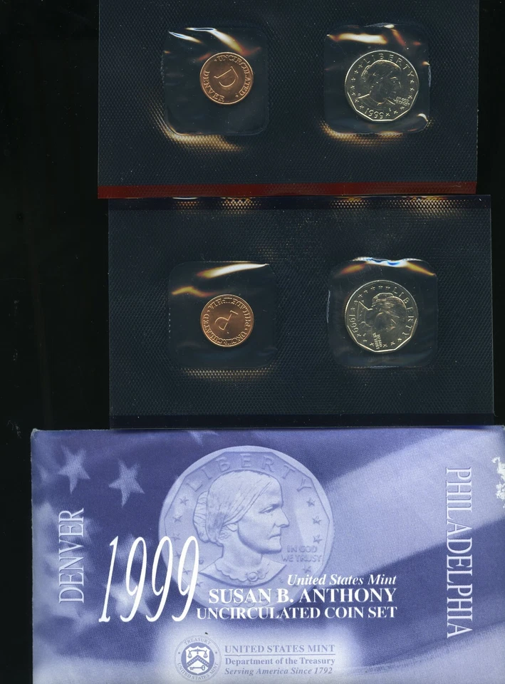 1999 P and D -UNC Uncirculated Susan B Anthony SBA US Mint Set - Image 1 of 1