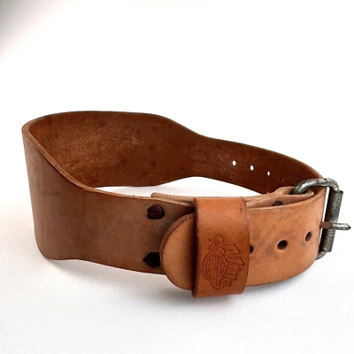 Altus 男式小号 24-28 举重皮带浅棕色皮革美国制造 — 第 1/4 张图片