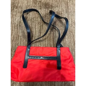 Tommy Hilfiger Red Nylon Shoulder Bag Satchel Purse Designer Handbag - Picture 1 of 4