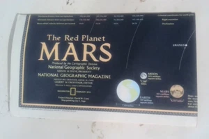 VINTAGE 1973 National Geographic The Red Planet Mars Big Map Poster 38x22.5" U11 - Picture 1 of 7