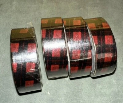 Scotch Expressions Washi Tape .59”x10.9 Yd. Black & Red. Checkered. Lot 4. New. - Image 1 of 4