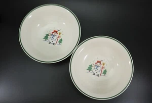 Pfaltzgraff Snow Village SOPA CEREALES CUENCOS Muñeco de Nieve Invierno Navidad - Imagen 1 de 8