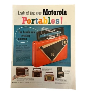 1955 vintage Motorola  Portable radio print ad, unique art and color. - Picture 1 of 3