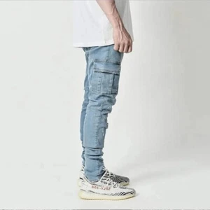 Enzo Herren Cargo Kampfhose Chino Baumwolle Denim Jeans Freizeit Arbeitskleidung Hose - Bild 1 von 14
