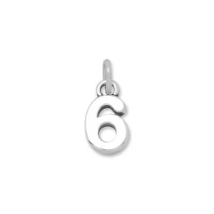 Authentic 925 Sterling Silver Oxidized "6" Women's Bracelet Charm - Picture 1 of 2