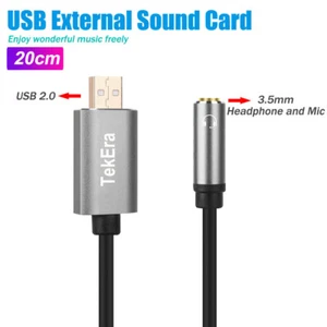 Headphone USB 2.0 to 3.5mm Jack Stereo Headset 3D Audio Adapter Sound Card - Picture 1 of 5