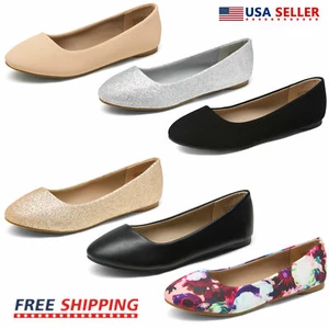 Women's Ballerina Ballet Flats Slip On Casual Shoes Comfort Flat Shoes Size 5-12 - Picture 1 of 61