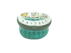Trifles fhew Respect Antique c 1780 English Enamel Patch Box Birdcage & Flowers - Picture 1 of 9