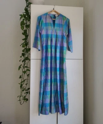 Jim Thompson Vintage Silk Thai Caftan Kaftan 70s 60s Dress Siam Kimono HIPPIE P - Image 1 of 4