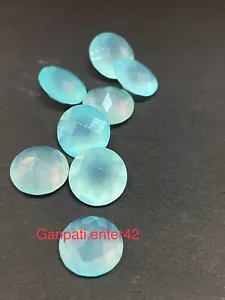 Aqua Chalcedony Round Checkerboard Cut 11x11 MM Calibrated Size Loose Gemstone E - Picture 1 of 6